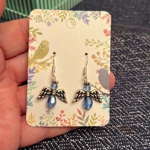 Handmade silver tone angel earrings